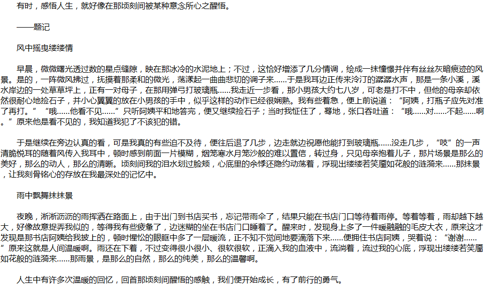 2020年中考滿分作文說(shuō)明文參考范文：那時(shí)，我淚流滿面